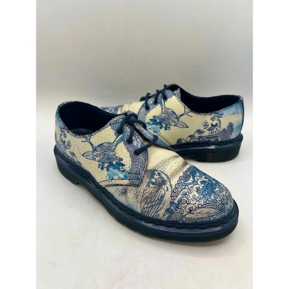 RARE Dr Martens 1461 Willow Cristal Leather Oxford Lace Shoes China Porcelain 7 - Picture 1 of 15